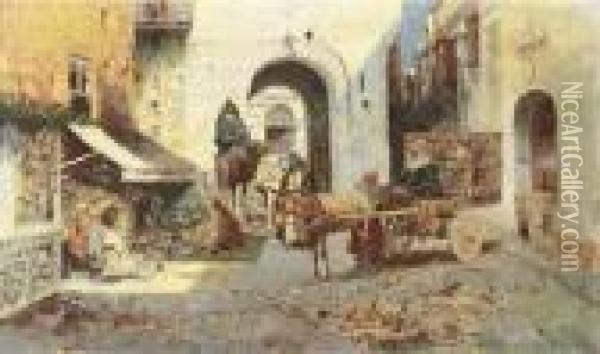 An Arab Street Market Oil Painting - Jose Navarro