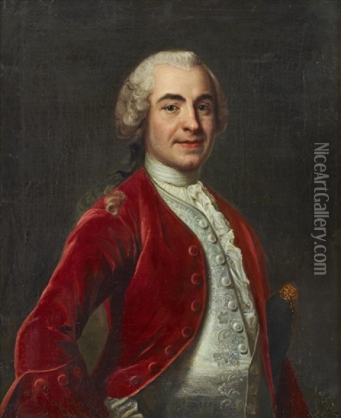 Portratt Forestallande Kammarherre Carl Gustaf Vattrang Oil Painting - Johann Henrik Scheffel