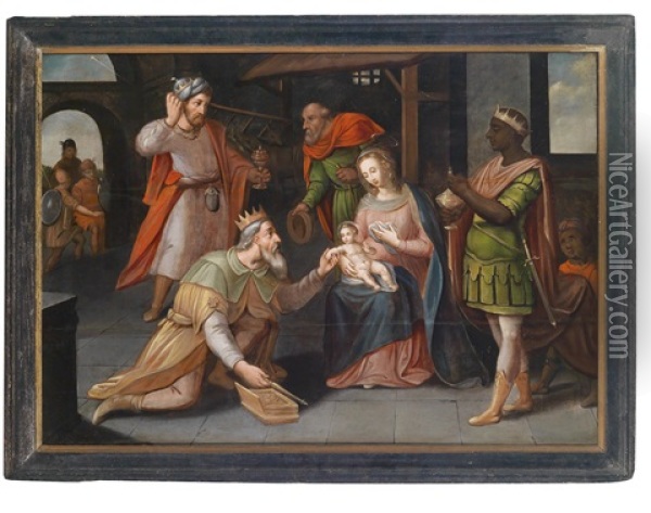 Schule Die Anbetung Der Konige Oil Painting - Frans Floris the Elder