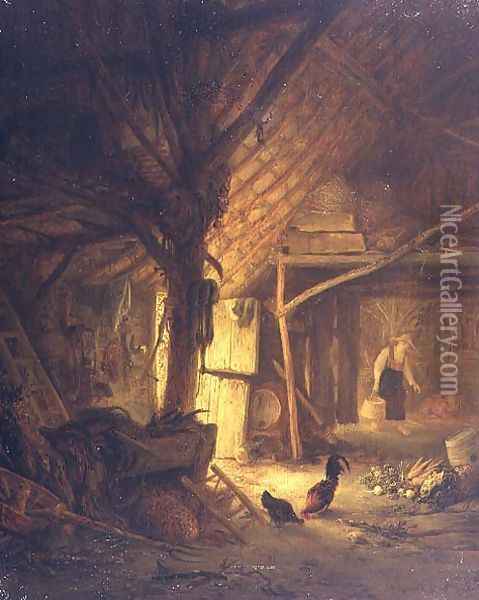 The Interior of a Barn Oil Painting - Hendrick Maertensz. Sorch (see Sorgh)