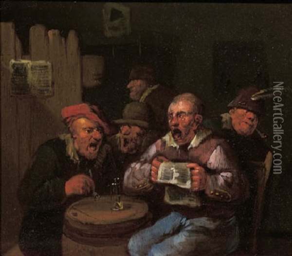 Boors Singing In A Tavern Oil Painting - Egbert van Heemskerck the Younger
