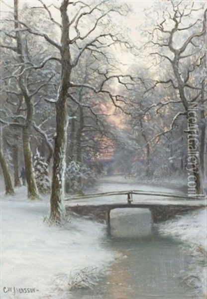 Abendliche Winterlandschaft Oil Painting - Carl Vilhelm Jaensson