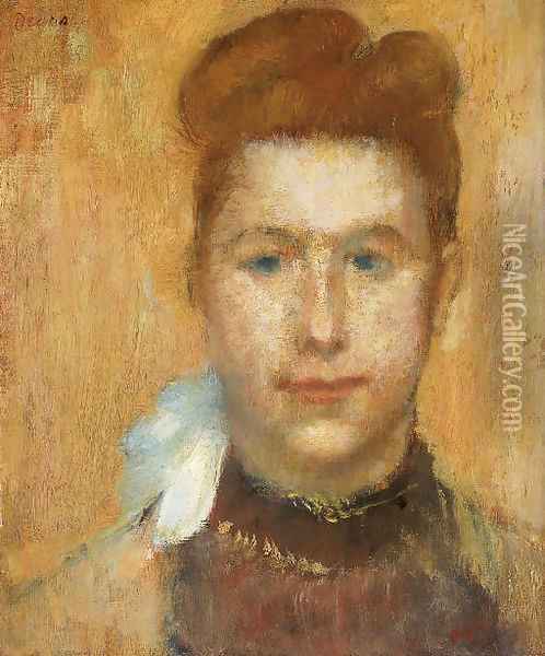 Tete de jeune femme de face Oil Painting - Edgar Degas