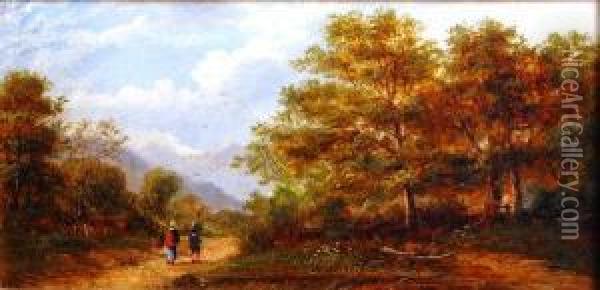 Gathering Faggots On A Woodland Path Oil Painting - Frederick William Jackson