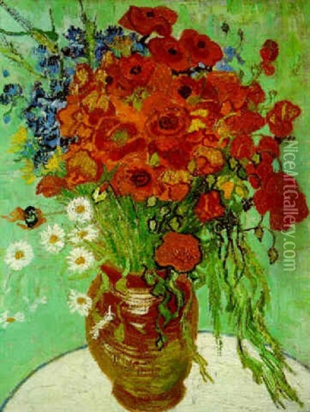 Vase De Bleuets Et Coquelicots Oil Painting - Vincent Van Gogh