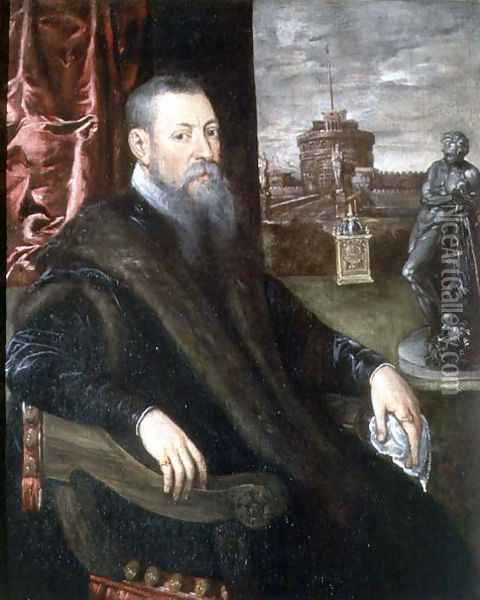 Portrait of an Art Collector Oil Painting - Jacopo Tintoretto (Robusti)
