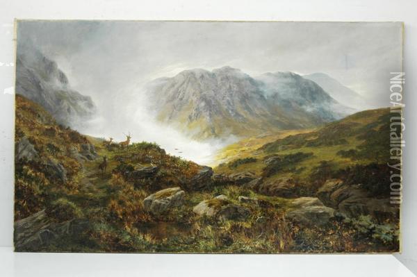 Paesaggio Montano Con Cervi Oil Painting - Henry William Henley