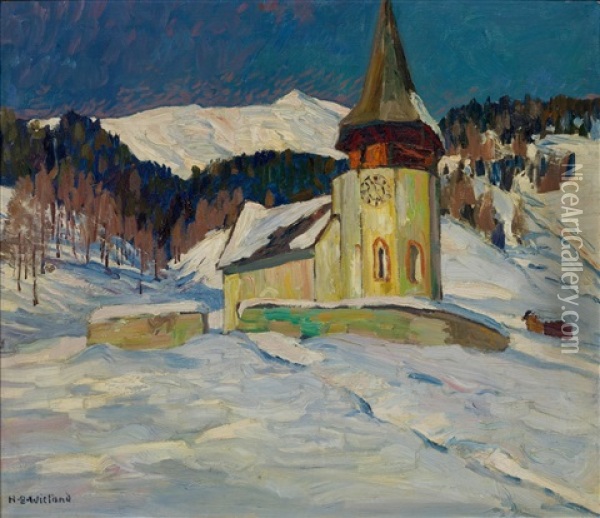Frauenkirche Near Davos Oil Painting - Hans Beat Wieland