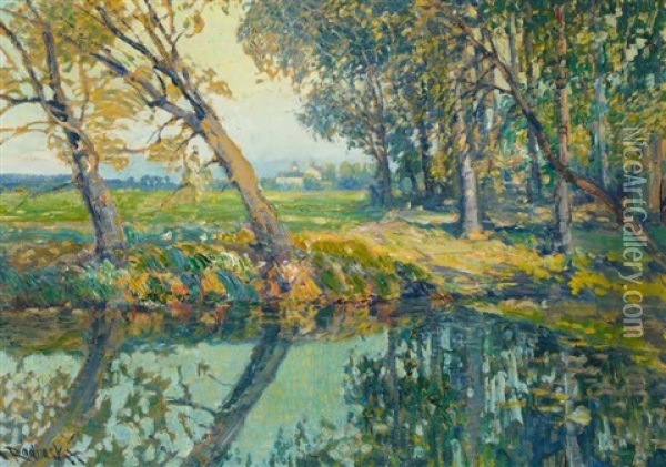 Herbstlich Teichlandschaft Oil Painting - Vaclav Radimsky
