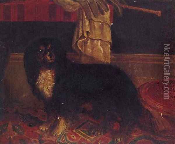 A King Charles Spaniel Oil Painting - English Provincial School