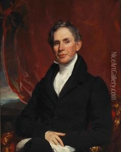 A Portrait Of Major Richard Delafield Oil Painting - Samuel Lovett Waldo