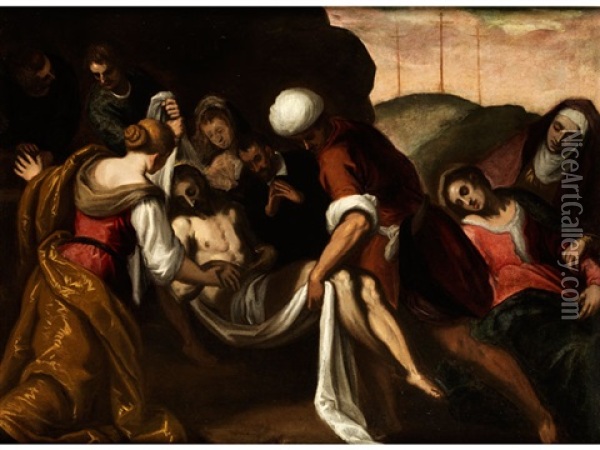 Die Grablegung Christi Oil Painting - Jacopo Palma il Giovane