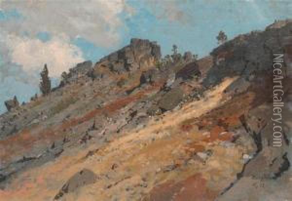 Berglandschaft. Hoher Stein Oil Painting - Rudolf Heinrich Schuster