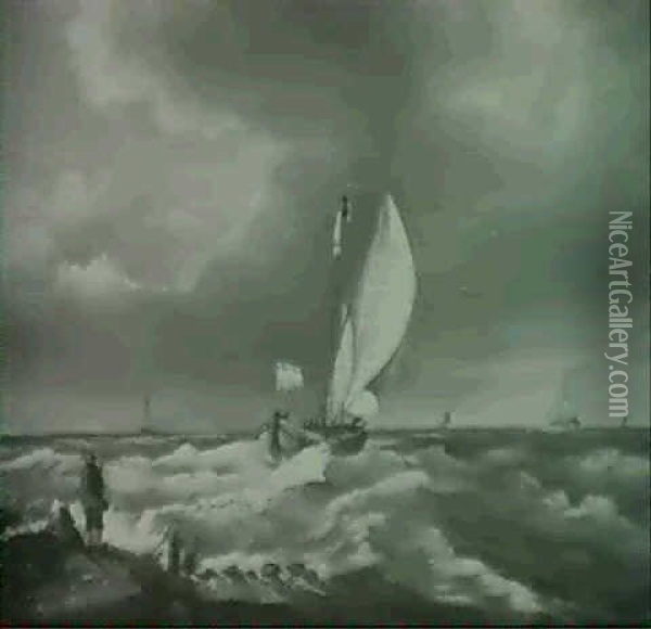 Shipping In A Storm Oil Painting - Paul Jean Clays