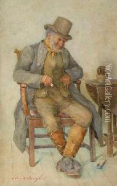 Man With Pipe Oil Painting - William, Sir Wright