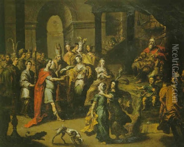 Le Marriage De David Et D'abigael Oil Painting - Willem van Herp the Elder