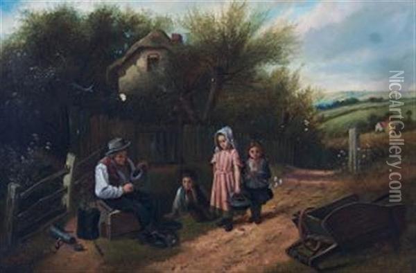A Country Scene Oil Painting - Charles Hunt