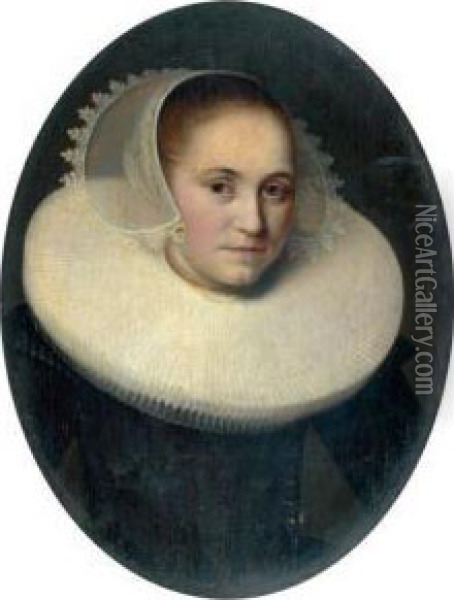 Portrait De Jeune Femme A La Collerette De Dentelle Oil Painting - Hendrick Gerritsz. Pot