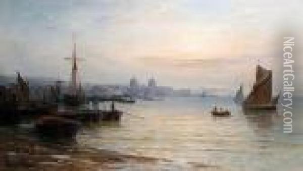 Boats On The River At Greenwich Oil Painting - Gustave de Breanski