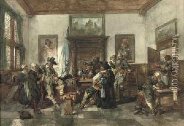 Sacking The Staadt House After The Siege Of Alkmaar By The Troopsof Don Yolin Of Austria Oil Painting - Herman Frederik Carel ten Kate