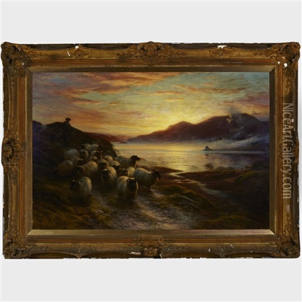 The Charmed Sunset Lingering Long Oil Painting - Joseph Farquharson