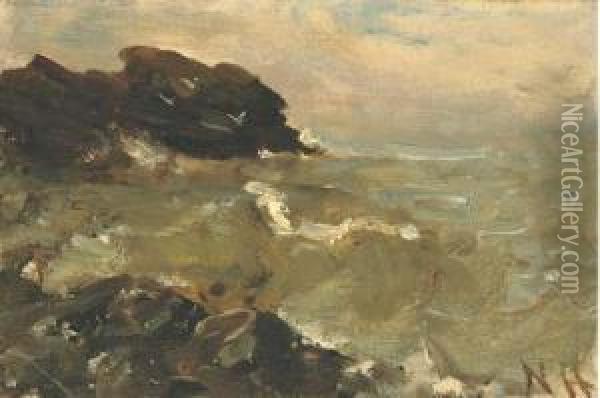 Coastal Scene Oil Painting - Nathaniel R.H.A. Hone Ii,