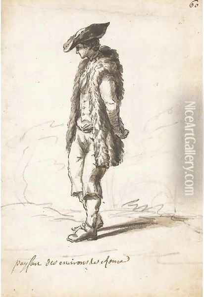 A peasant wearing a sheepskin coat Oil Painting - Claude-joseph Vernet