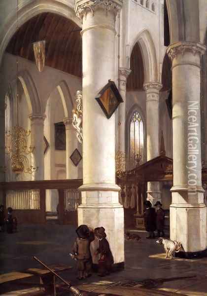 Interior of the Oude Kerk, Delft 1650-52 Oil Painting - Emanuel de Witte