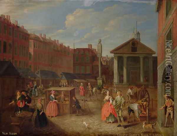 View of Covent Garden Oil Painting - Joseph van Aken
