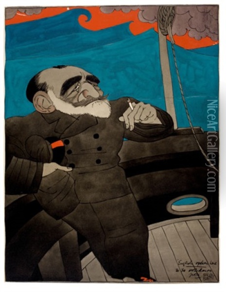 Joseph Conrad, Judge Magazine Illustration, June Oil Painting - Ralph Barton