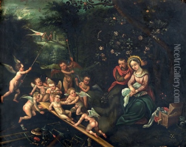 Le Presage De La Passion Pendant La Fuite En Egypte Oil Painting - Jan Brueghel the Elder