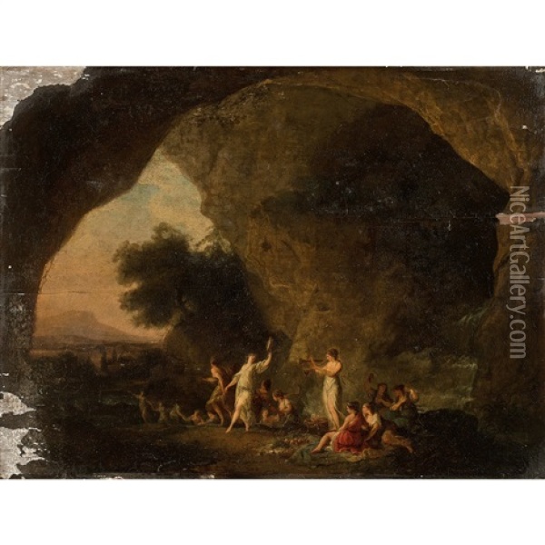 Nymphes Dans Une Grotte Oil Painting - Jacques Antoine Vallin
