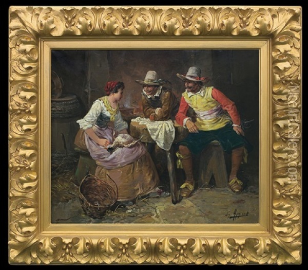 In A Tavern - Musketeers And A Girl Oil Painting - George Appert