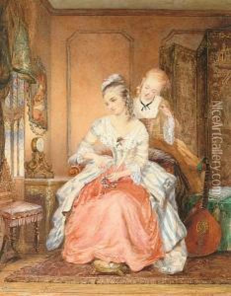 A Lady And Her Maid Oil Painting - Jean Carolus