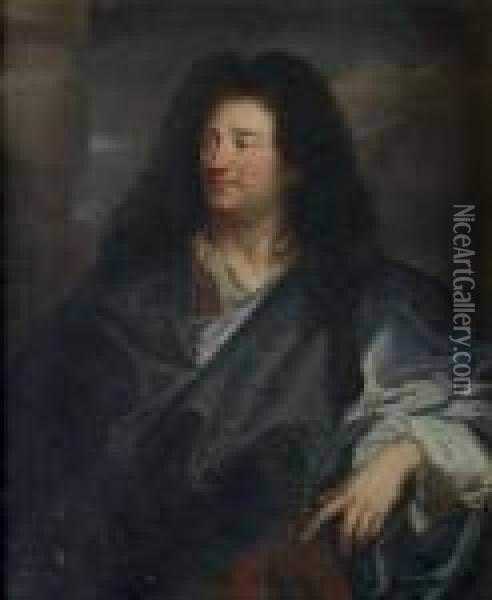 Portrait De Charles De La Fosse Oil Painting - Hyacinthe Rigaud