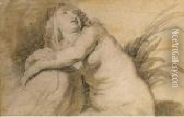 Une Femme Nue Assise Tournee Vers La Droite Oil Painting - Peter Paul Rubens