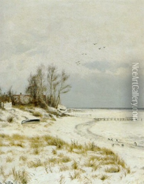 Dansk Kystparti, Vinter Oil Painting - Vilhelm Groth