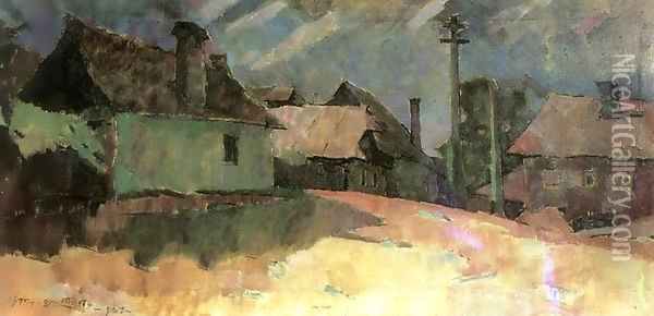 View of Nagybanya 1961 Oil Painting - Odon Marffy