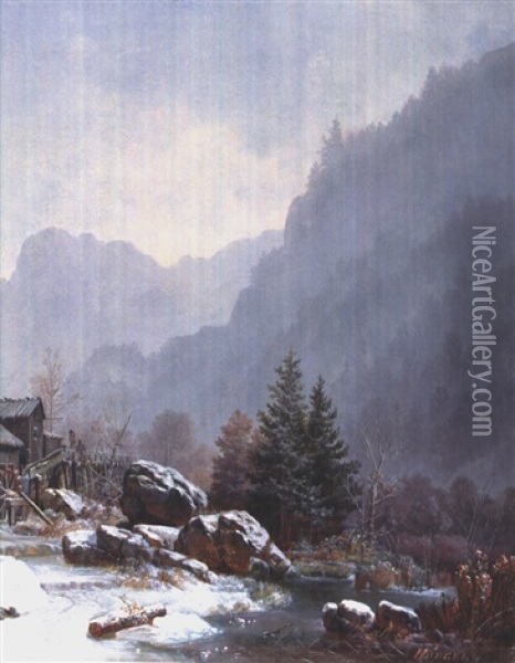 Die Schmiede Bei Garmisch Oil Painting - Heinrich Buerkel
