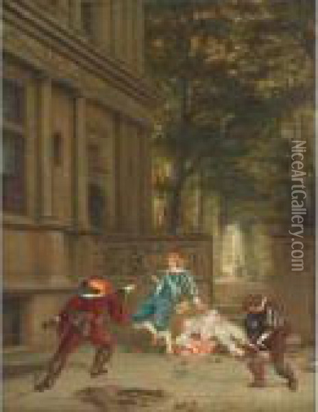 The Duel Oil Painting - Cesare-Auguste Detti