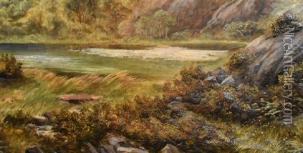 Borrowdale With Bowfell In The Beyond, Gates To Heaven Oil Painting - Charles Pettitt