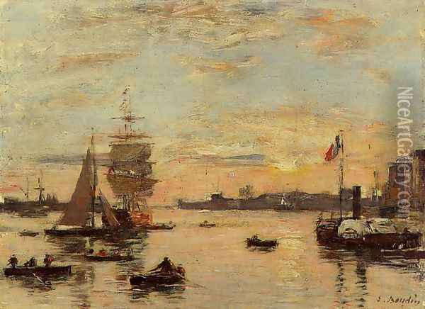 Le Havre, l'avant Port I Oil Painting - Eugene Boudin
