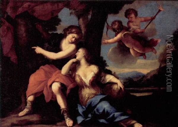 Angelica Og Medoro Oil Painting - Giovanni Francesco Romanelli