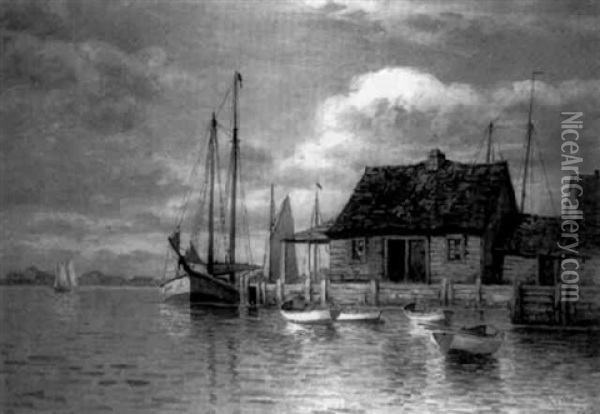 Harbor Oil Painting - Henry T(urner) Bailey