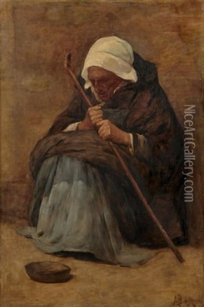 La Mendiante Oil Painting - Louis Maurice Boutet de Monvel