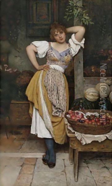 The Fruit Seller 2 Oil Painting - Eugene de Blaas