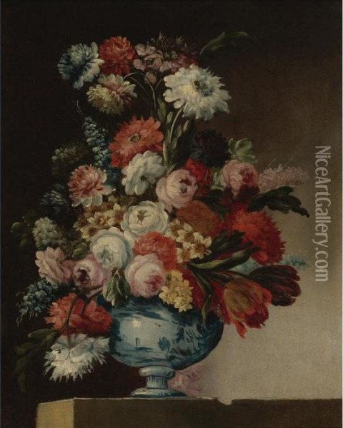 Still Life With Flowers In A Vase Oil Painting - Giuseppe Lavagna