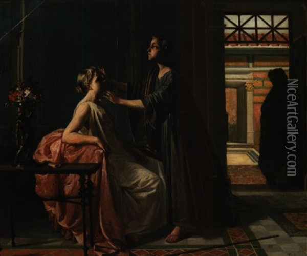 Nydia, The Blind Girl Of Pompeii Oil Painting - Eleuterio Pagliano