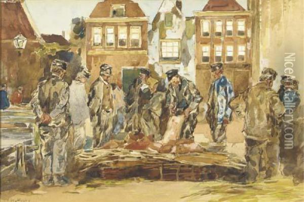 Varkensmarkt: At The Pig-market Oil Painting - Willem de Zwart