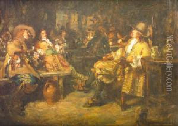 Cavaliers In A Tavern Oil Painting - Arthur David Mccormick
